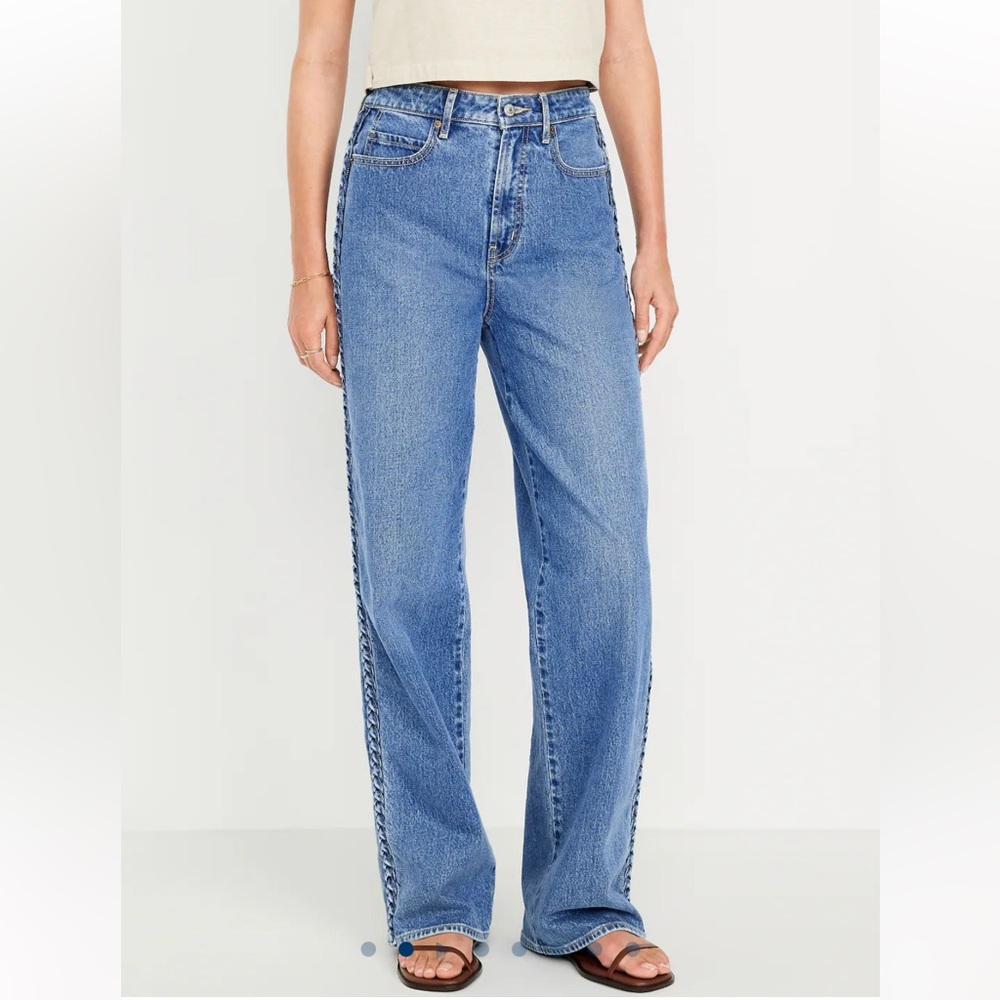 Old Navy Extra High-Waisted Braided Wide-Leg Jeans